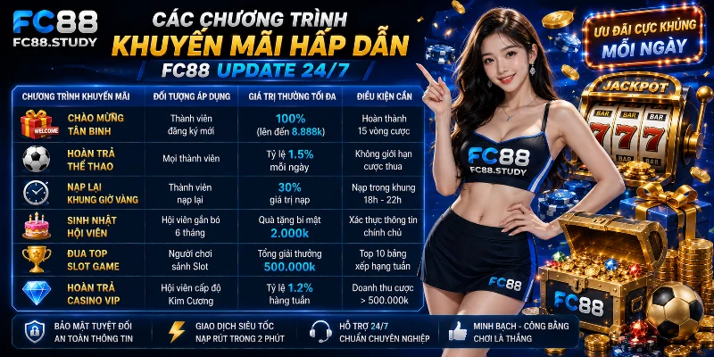 Tổng hợp ưu đãi FC88 mới nhất dành cho mọi thành viên